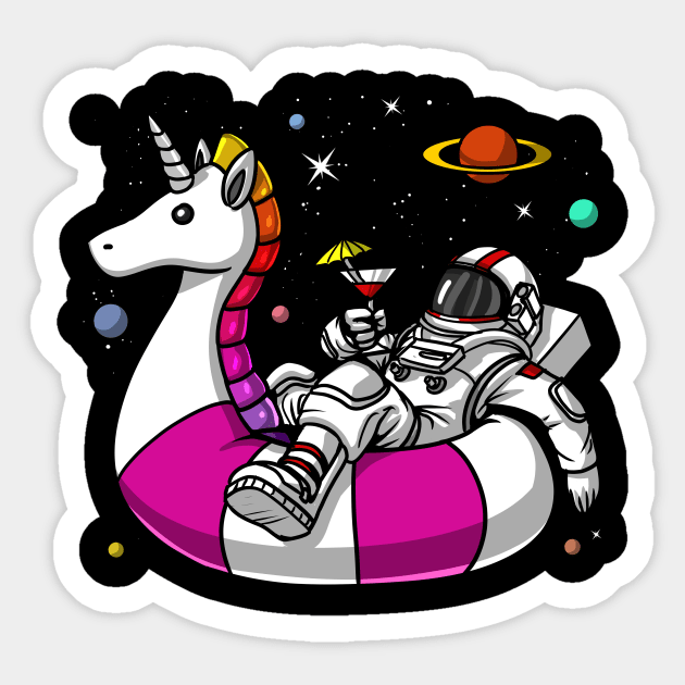 Space Astronaut Riding Unicorn Float Sticker by underheaven